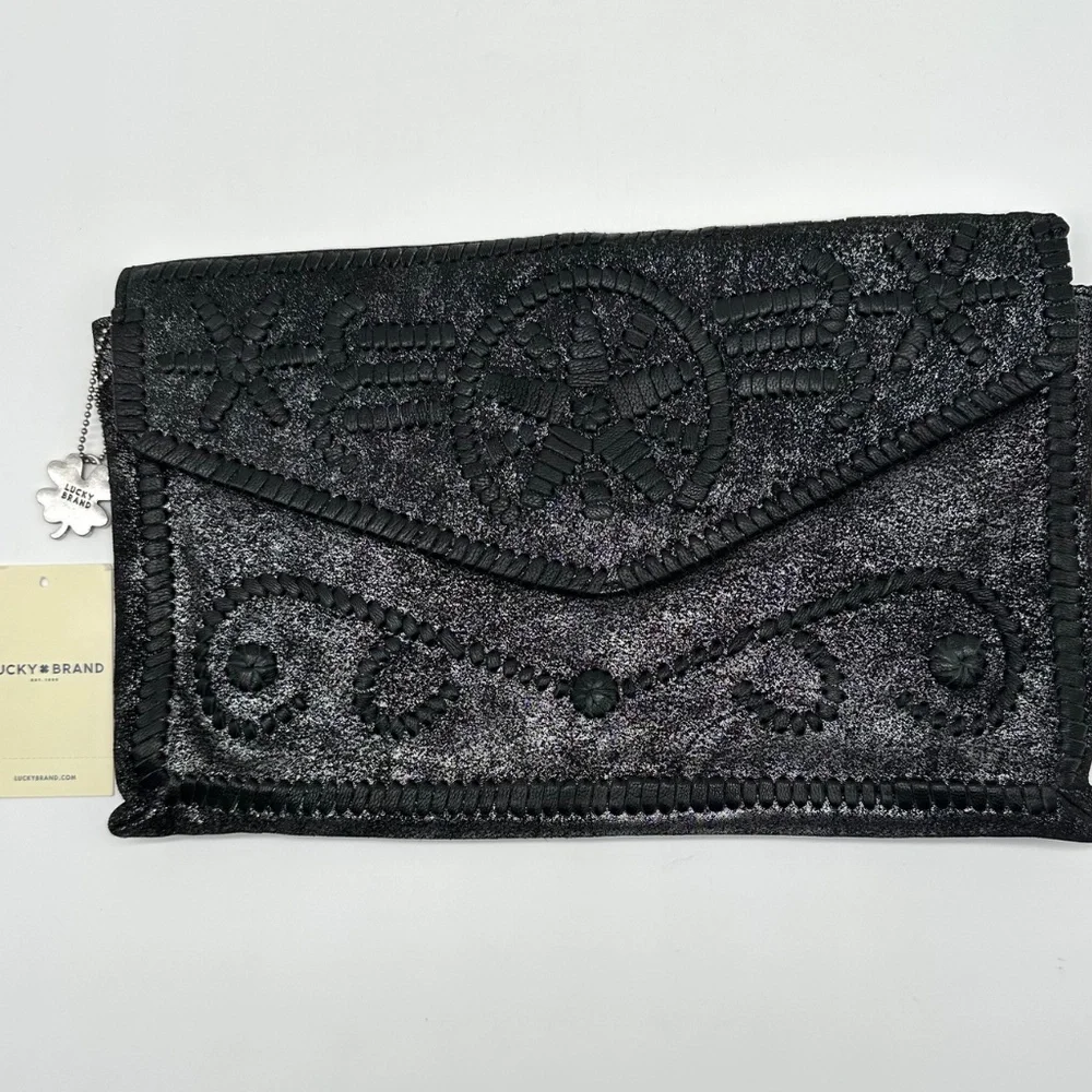 Lucky Brand Clutch Silverlake Shimmer Cowhide Finish Envelope Style